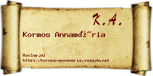 Kormos Annamária névjegykártya